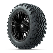 GTW® Vandal Matte Black/Machined 14 in Wheels with 23X10-14  - 3/4 view