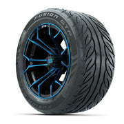 GTW® Spyder Black/Blue 14 in Wheels with 255/45-R14 Fusion G - 3/4 view
