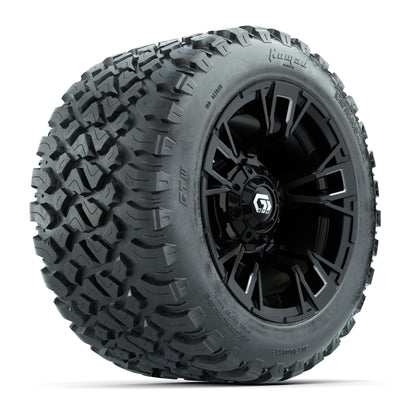 GTW® Vandal Matte Black/Machined 12 in Wheels with 20X10-12 Nomad Steel Belt Radial All-Terrain Tires – Full Set