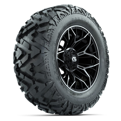 GTW Stellar Black/Machined 14 in Wheels with 25x10-14 Barrage Mud Tires – Full Set