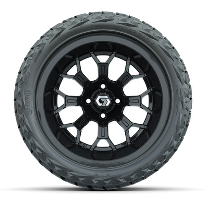 GTW Assault Gloss Black 15 in Wheels with 23X10-R15 Maverick Steel Belted Radial All-Terrain Tires – Full Set