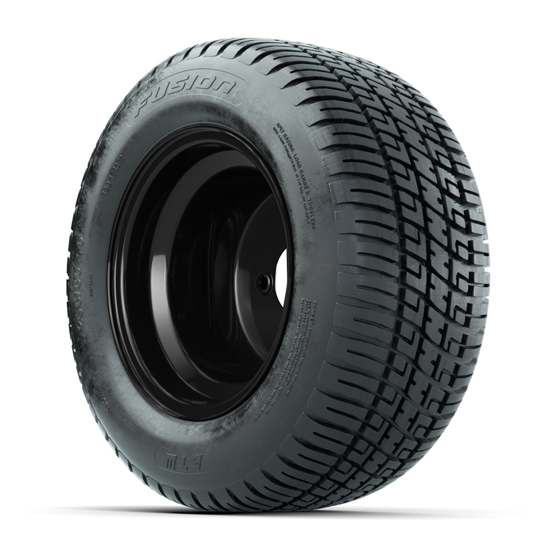 Set of (4) 10 in Matte Black Steel Offset Wheels with 205/50-10 Fusion Street Tires