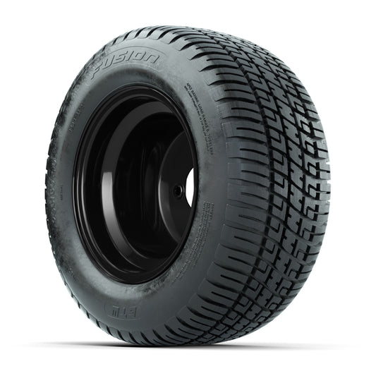 Set of (4) 10 in Matte Black Steel Offset Wheels with 205/50-10 Fusion Street Tires
