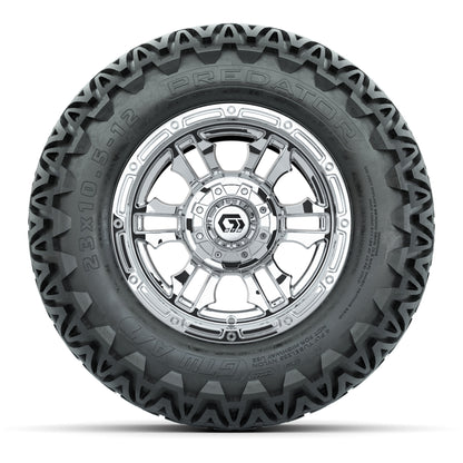 GTW® Shogun Chrome 12 in Wheels with 23X10.5-12 Predator All-Terrain Tires – Full Set