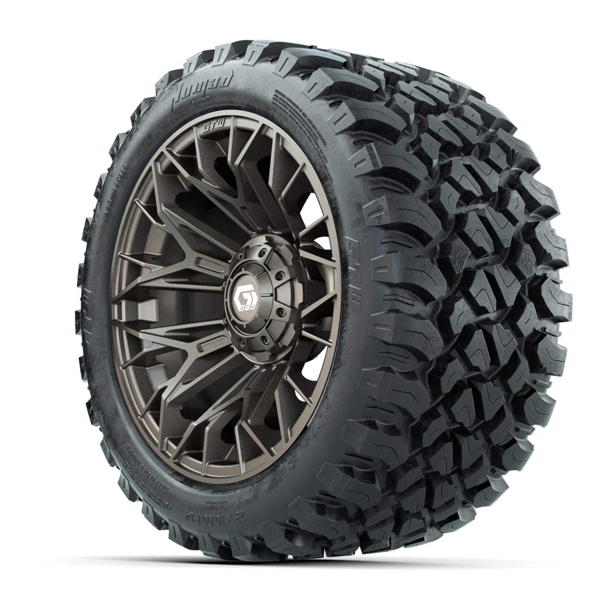 Set of (4) 14 in GTW® Stellar Matte Bronze Wheels with 23x10 - 3/4 view