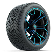 GTW Spyder Black/Blue 14 in Wheels with 225/30-14 Mamba Street Tires – Full Set