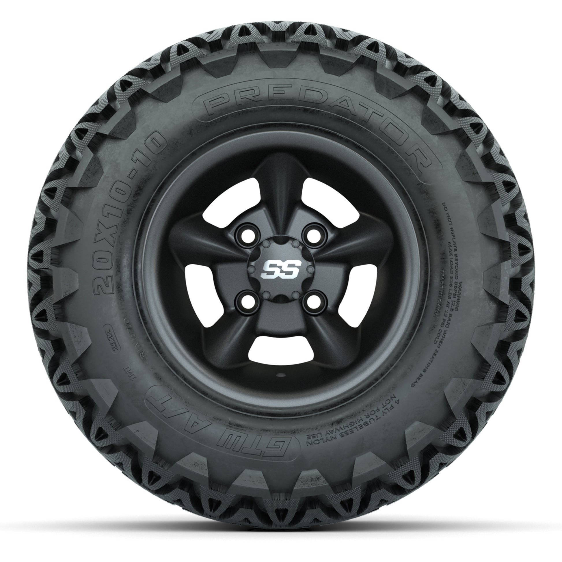 GTW Godfather Matte Gray 10 in Wheels with 20x10-10 Predator All-Terrain Tires – Full Set