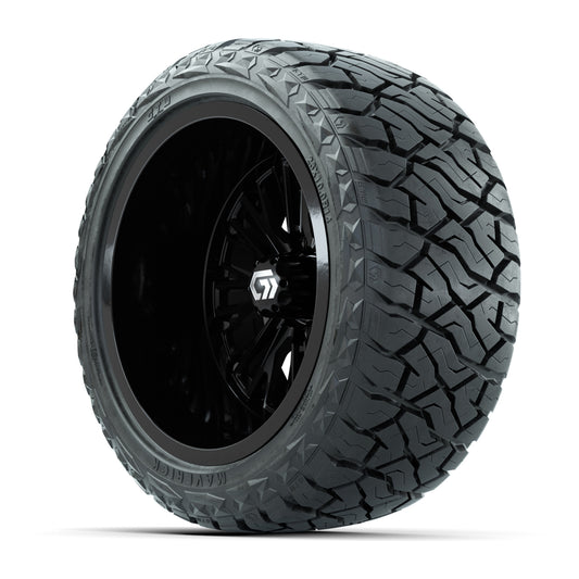 GTW Viper Gloss Black 14 in Wheels with 23X10-R14 Maverick Steel Belted Radial All-Terrain Tires – Full Set