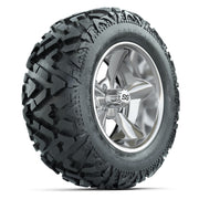 GTW Godfather Chrome 14 in Wheels with 25x10-14 Barrage Mud Tires – Full Set