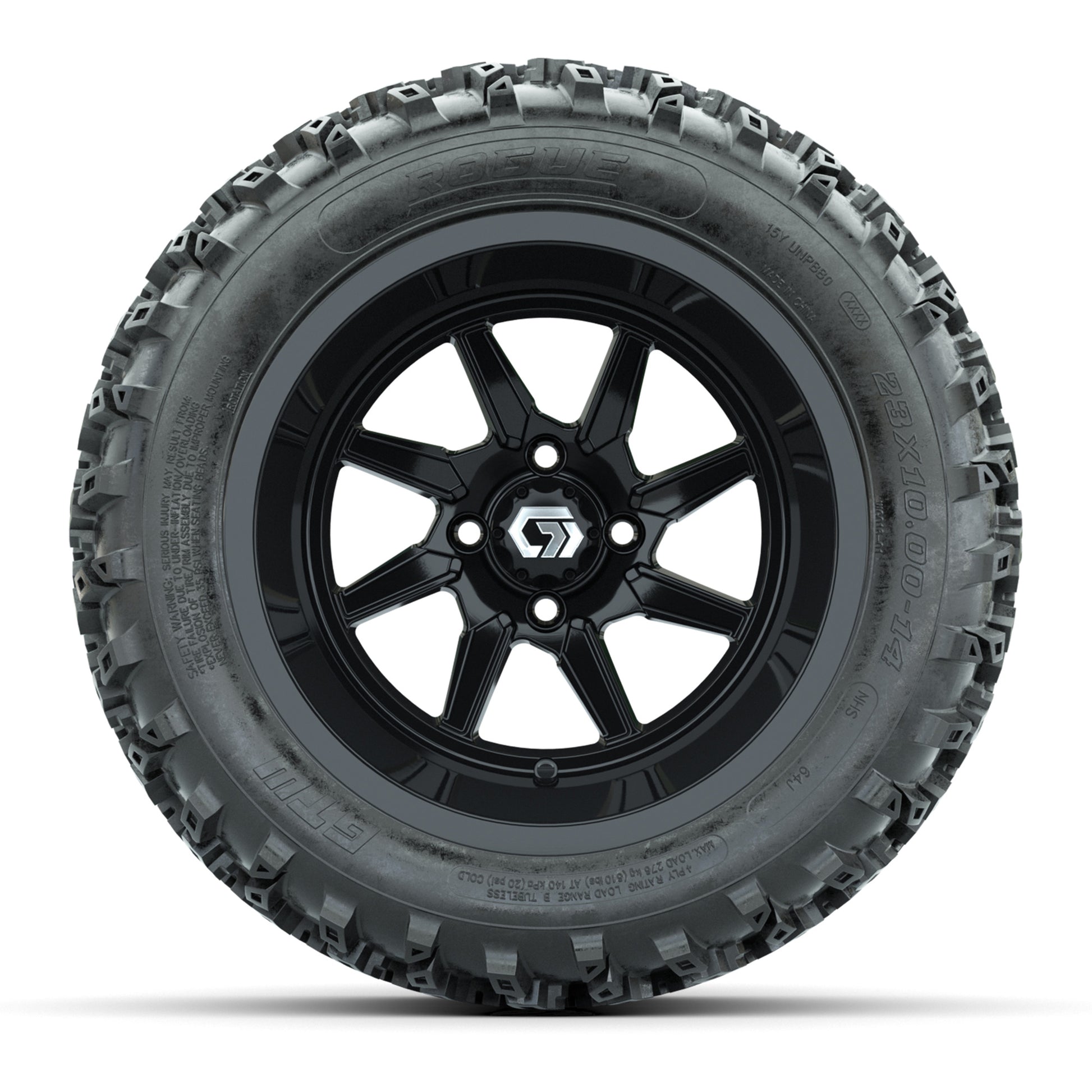 GTW Reaper Gloss Black 14 in Wheels with 23X10-R14 Rogue All-Terrain Tires – Full Set