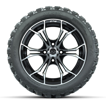 GTW Spyder Machined/Black 14 in Wheels with 23x10-14 GTW Nom - front view