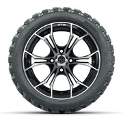 GTW Spyder Machined/Black 14 in Wheels with 23x10-14 GTW Nom - front view