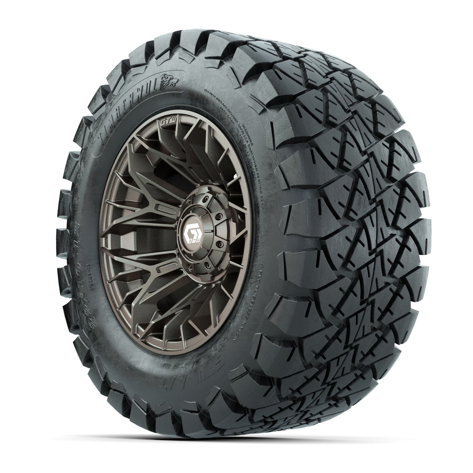 GTW® Stellar Matte Bronze 12 in Wheels with 22X10-12 Timberwolf All-Terrain Tires – Full Set