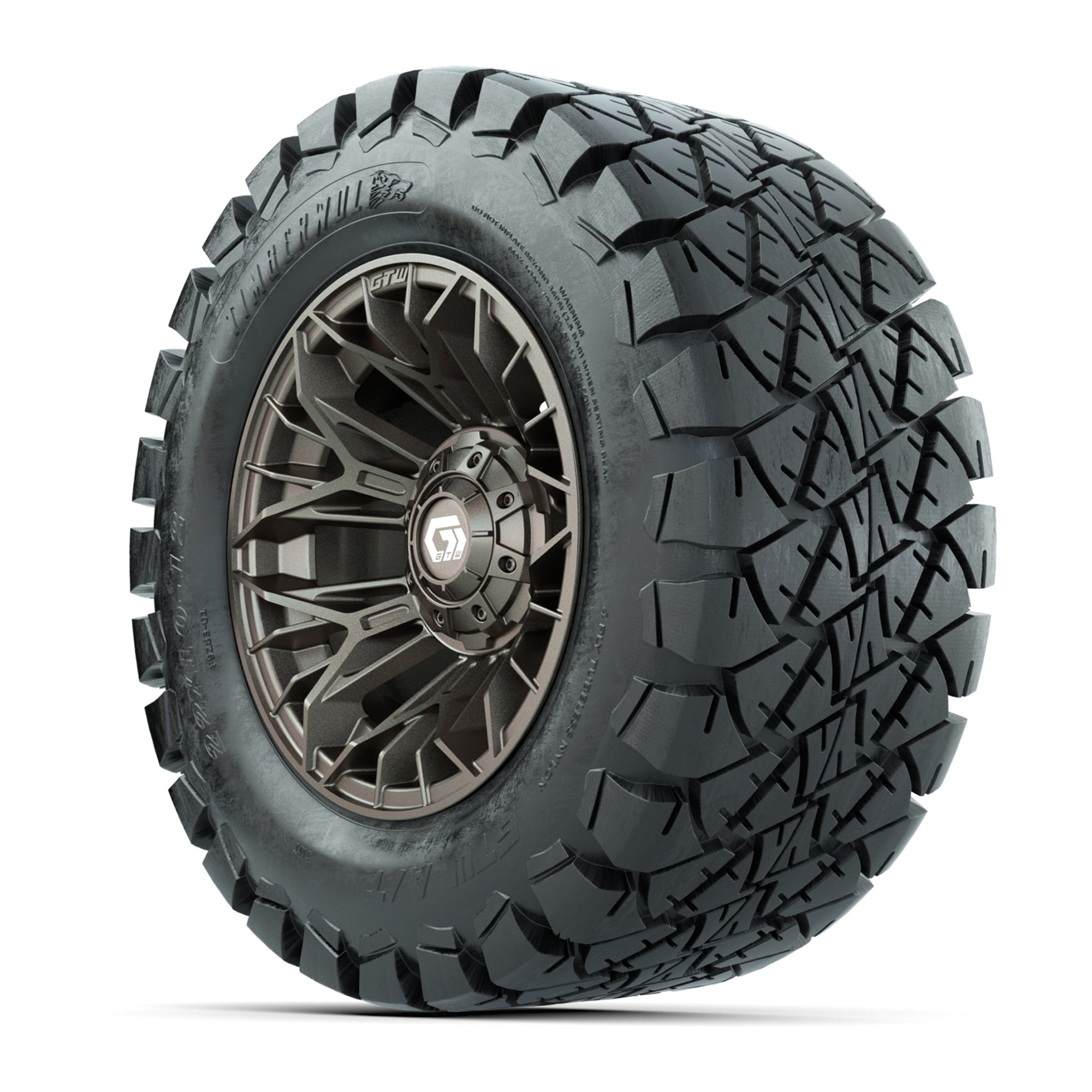 GTW® Stellar Matte Bronze 12 in Wheels with 22X10-12 Timberwolf All-Terrain Tires – Full Set