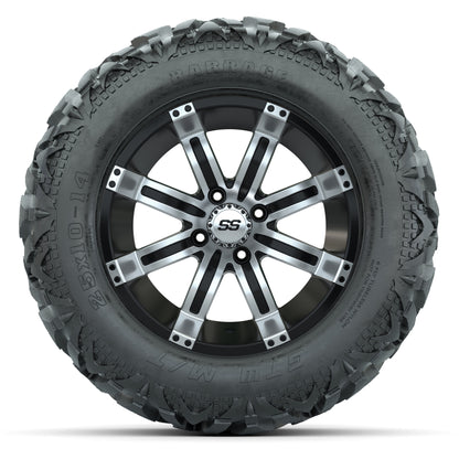 GTW Tempest Black/Machined 14 in Wheels with 25x10-14 Barrag - front view