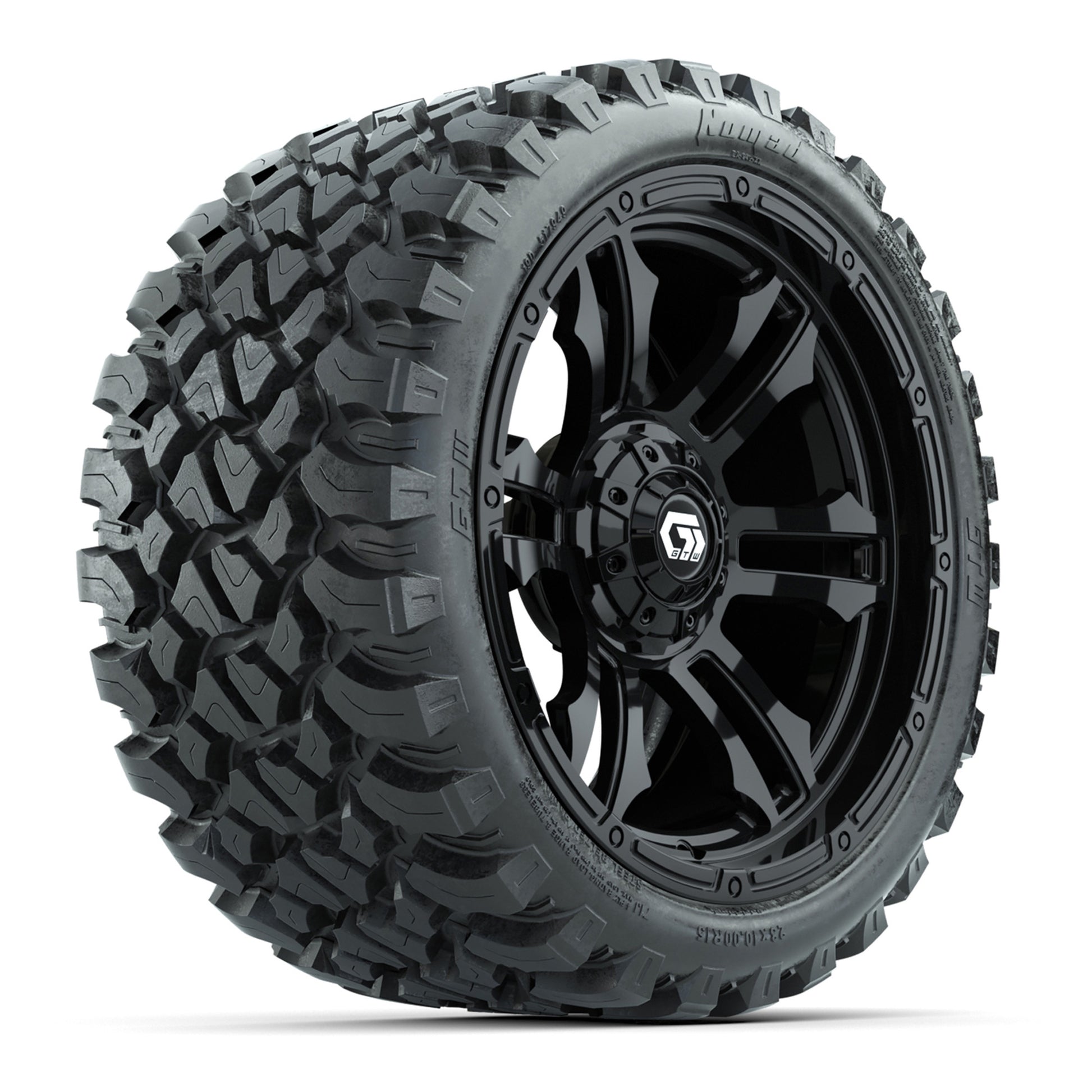 GTW® Shogun Gloss Black 15 in Wheels with 23x10-R15 Nomad Steel Belted Radial All-Terrain Tires – Full Set