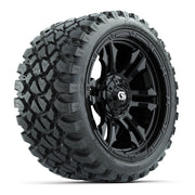 GTW® Shogun Gloss Black 15 in Wheels with 23x10-R15 Nomad Steel Belted Radial All-Terrain Tires – Full Set