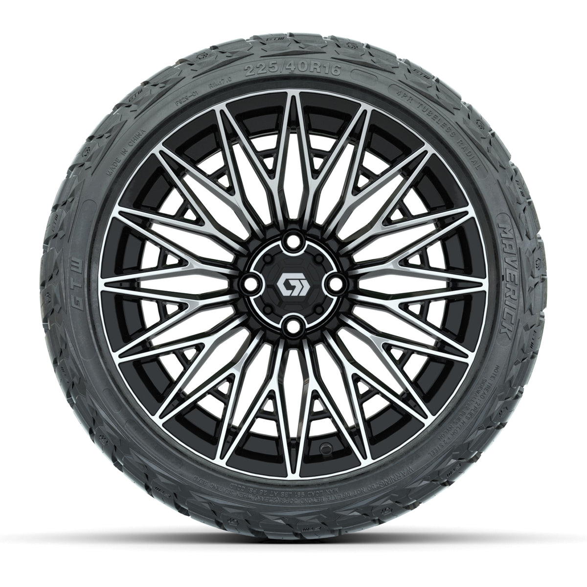 GTW Blur Black/Machined 16 in Wheels with 225/40-R16 Maverick Hybrid Tires – Full Set