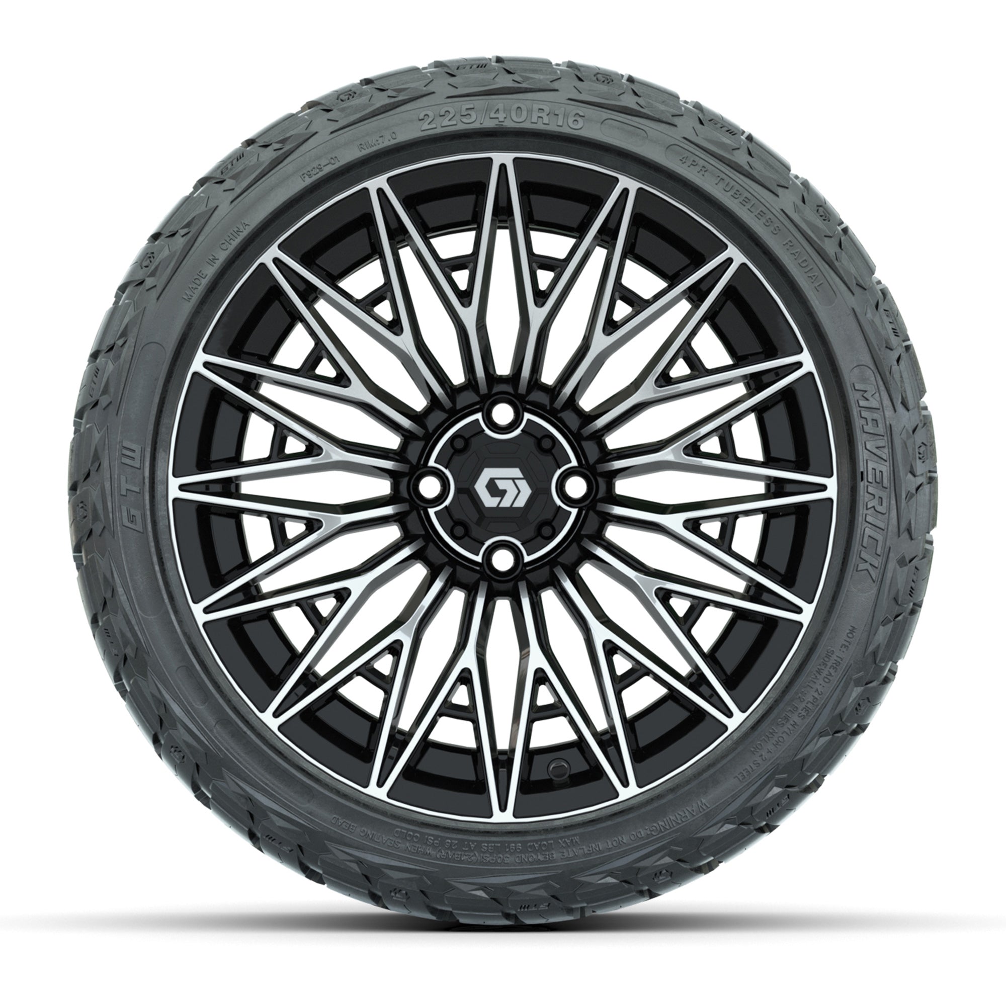 GTW Blur Black/Machined 16 in Wheels with 225/40-R16 Maverick Hybrid Tires – Full Set