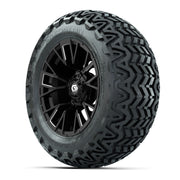 GTW® Vandal Matte Black/Machined 14 in Wheels with 23x10-14  - 3/4 view