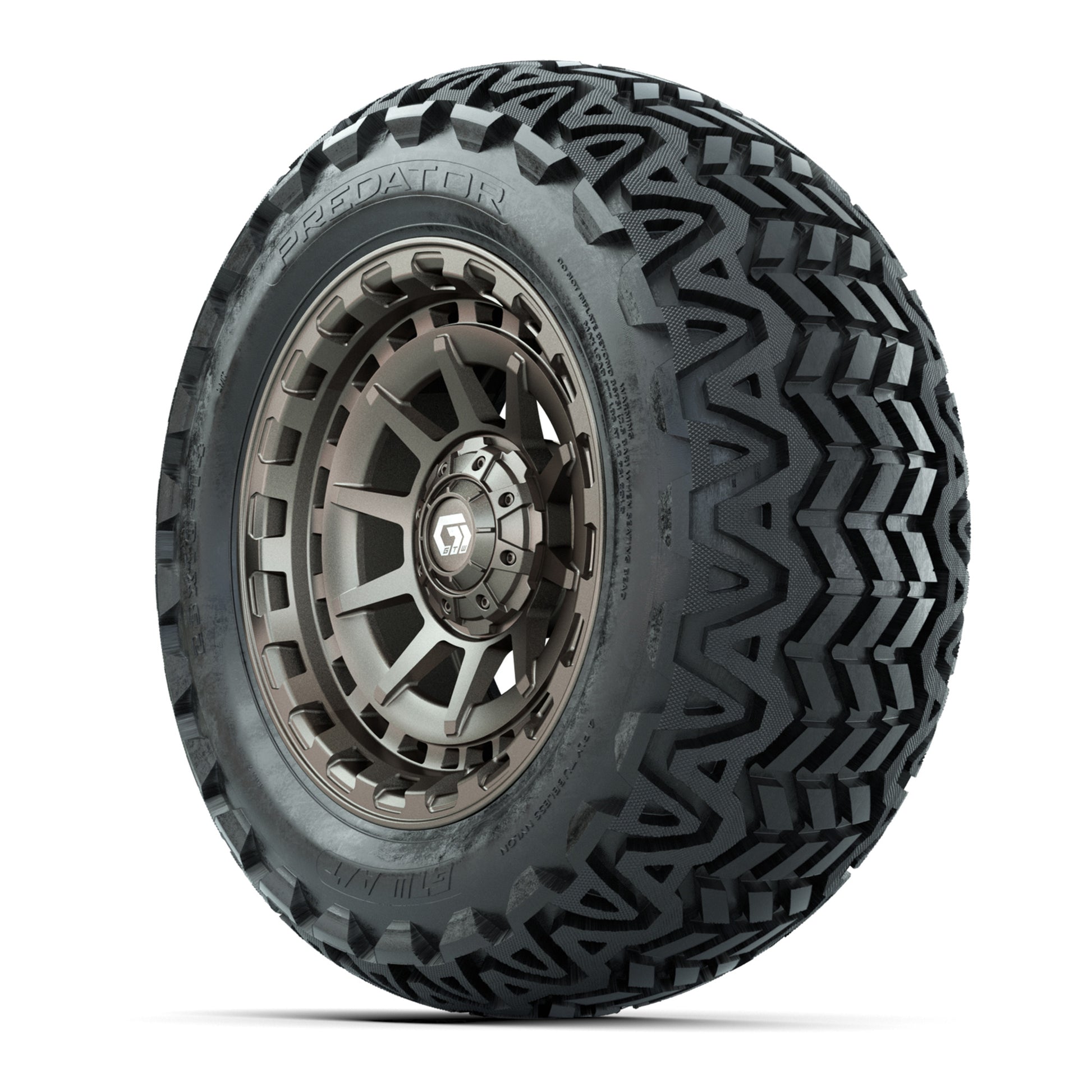 GTW® Barricade Satin Bronze 14 in Wheels with 23x10-14 Preda - 3/4 view