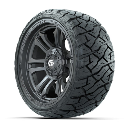 GTW Shogun Gloss Gunmetal 14 in Wheels with 205/35-R14 Maver - 3/4 view