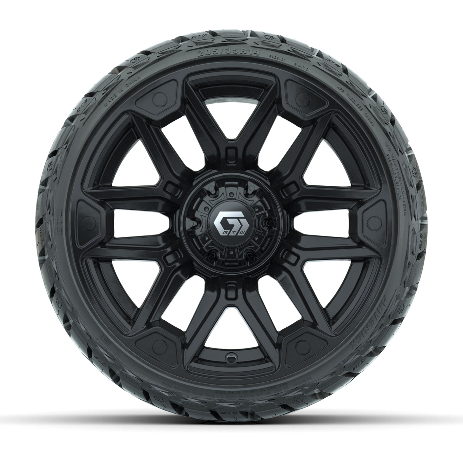 GTW Graffiti Gloss Black 14 in Wheels with 205/35-R14 Maveri - front view