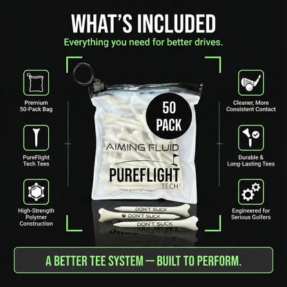 DON’T SUCK™ Golf Tees – PureFlight™ 4-Prong Design (50-Pack)