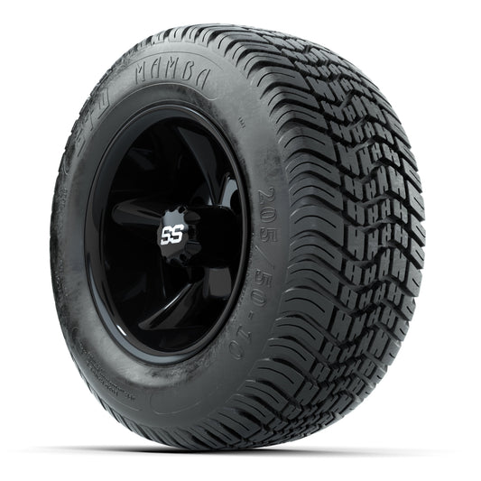 GTW Godfather Black 10 in Wheels with 205/50-10 Mamba Street Tires – Full Set