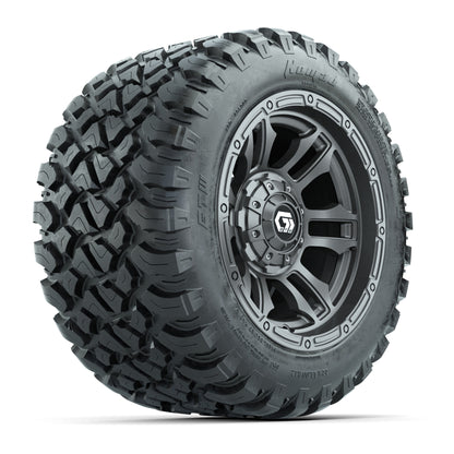GTW® Shogun Gunmetal 12 in Wheels with 22X11-R12 Nomad Steel Belt Radial All-Terrain Tires – Full Set