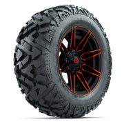GTW Stealth Red/Machined 14 in Wheels with 25x10-14 Barrage Mud Tires – Full Set