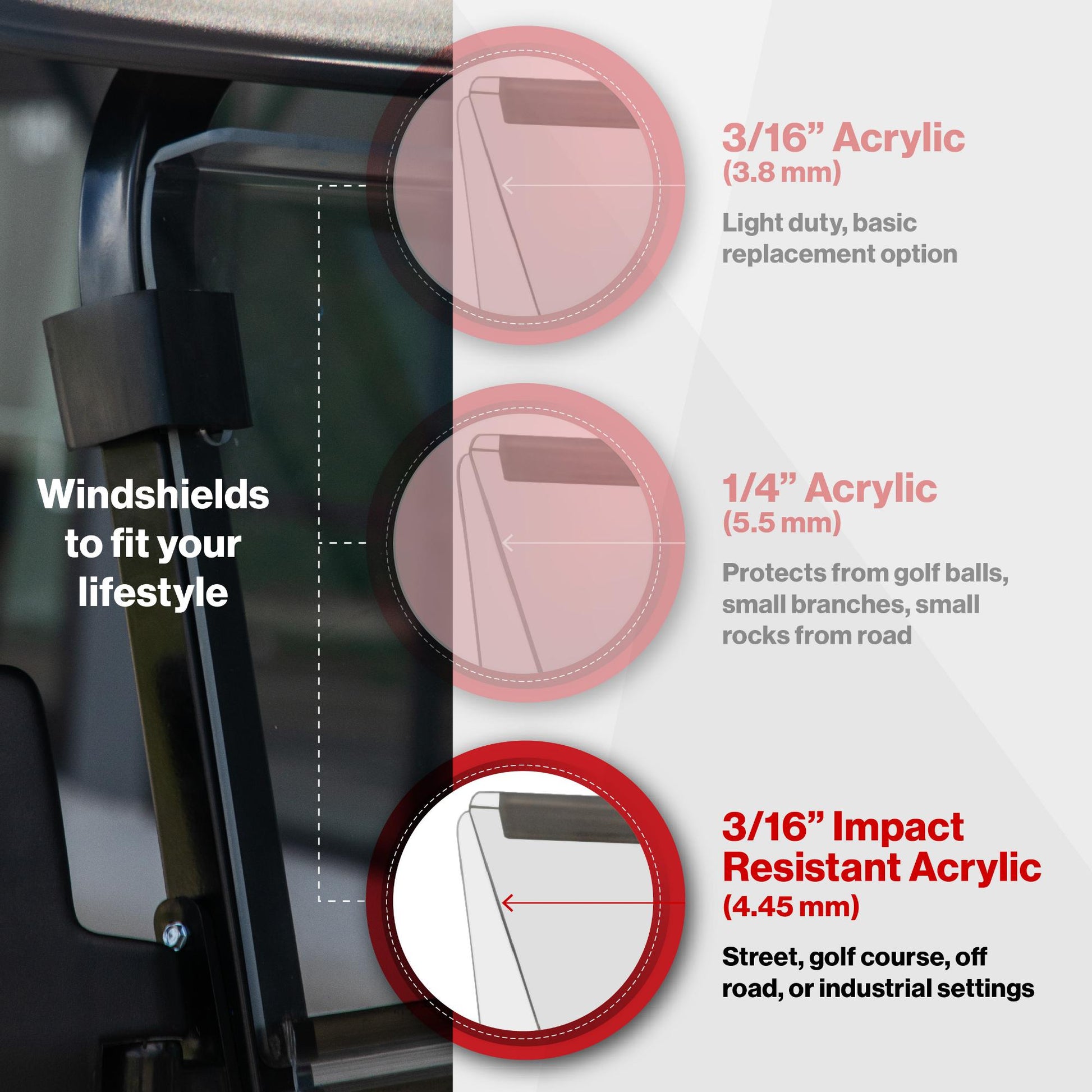 RedDot Star EV Sirius Tinted Impact modified Folding Windshield