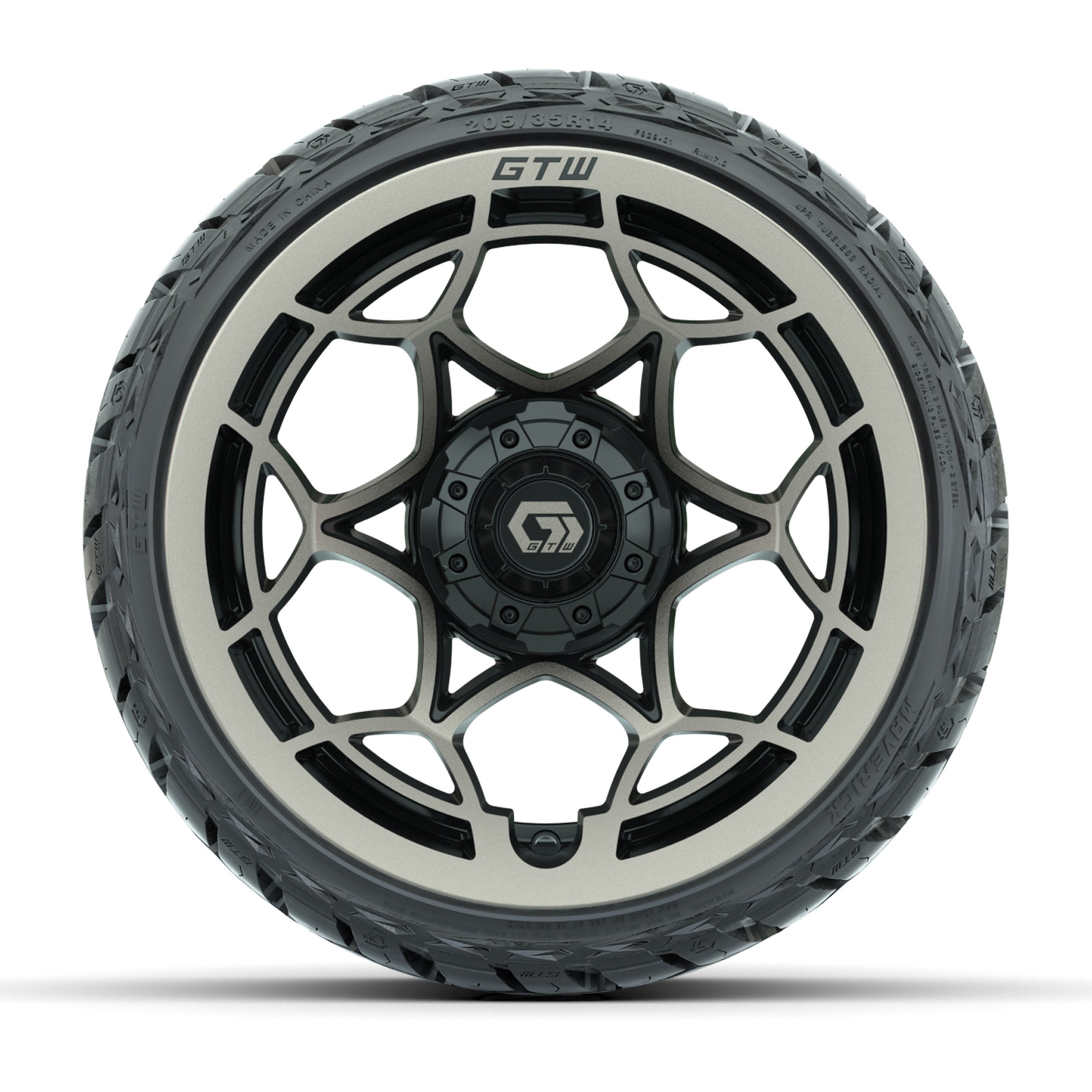 GTW Nexus Gloss Black/Bronze 14 in Wheels with 205/35-R14 Ma - 3/4 view