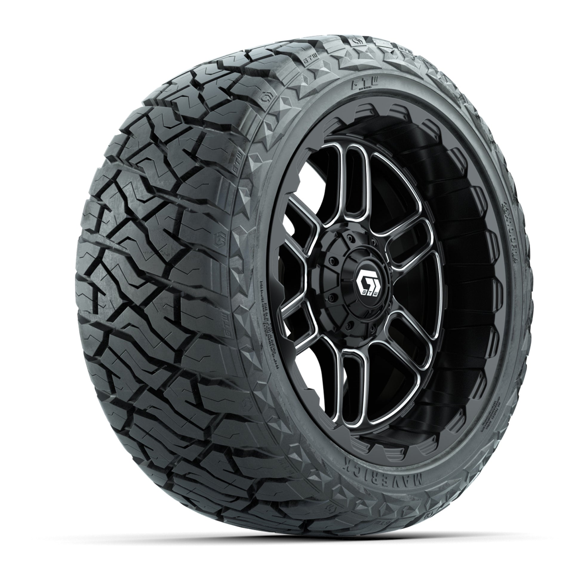 GTW Titan Black/Machined 14 in Wheels with 23x10.00-R14 Maverick All-Terrain Tires – Full Set