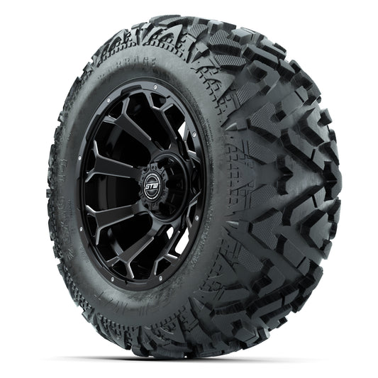 GTW Raven Matte Black/Ball Mill 14 in Wheels with 25x10-14 B - 3/4 view