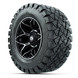 GTW® Stellar Black/Machined 12 in Wheels with 22X10-12 Timberwolf All-Terrain Tires – Full Set