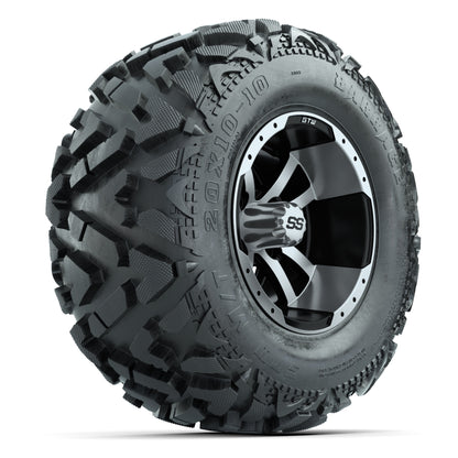 GTW Storm Trooper Black/Machined 10 in Wheels with 20x10-10 Barrage Mud Tires – Full Set