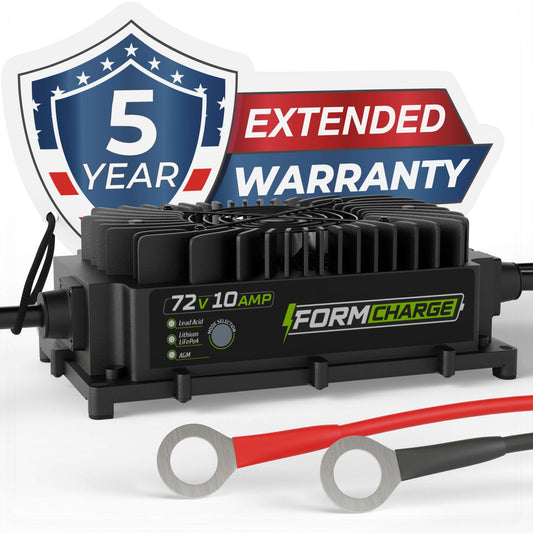 72V 10A Lithium Golf Cart Charger - Waterproof Design - 87.6 Volt Output Smart Charger for Lithium, LiFePO4, Lead Acid, AGM
