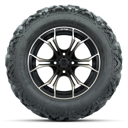 GTW Spyder Matte Black/Bronze 14 in Wheels with 25x10-14 Bar - front view