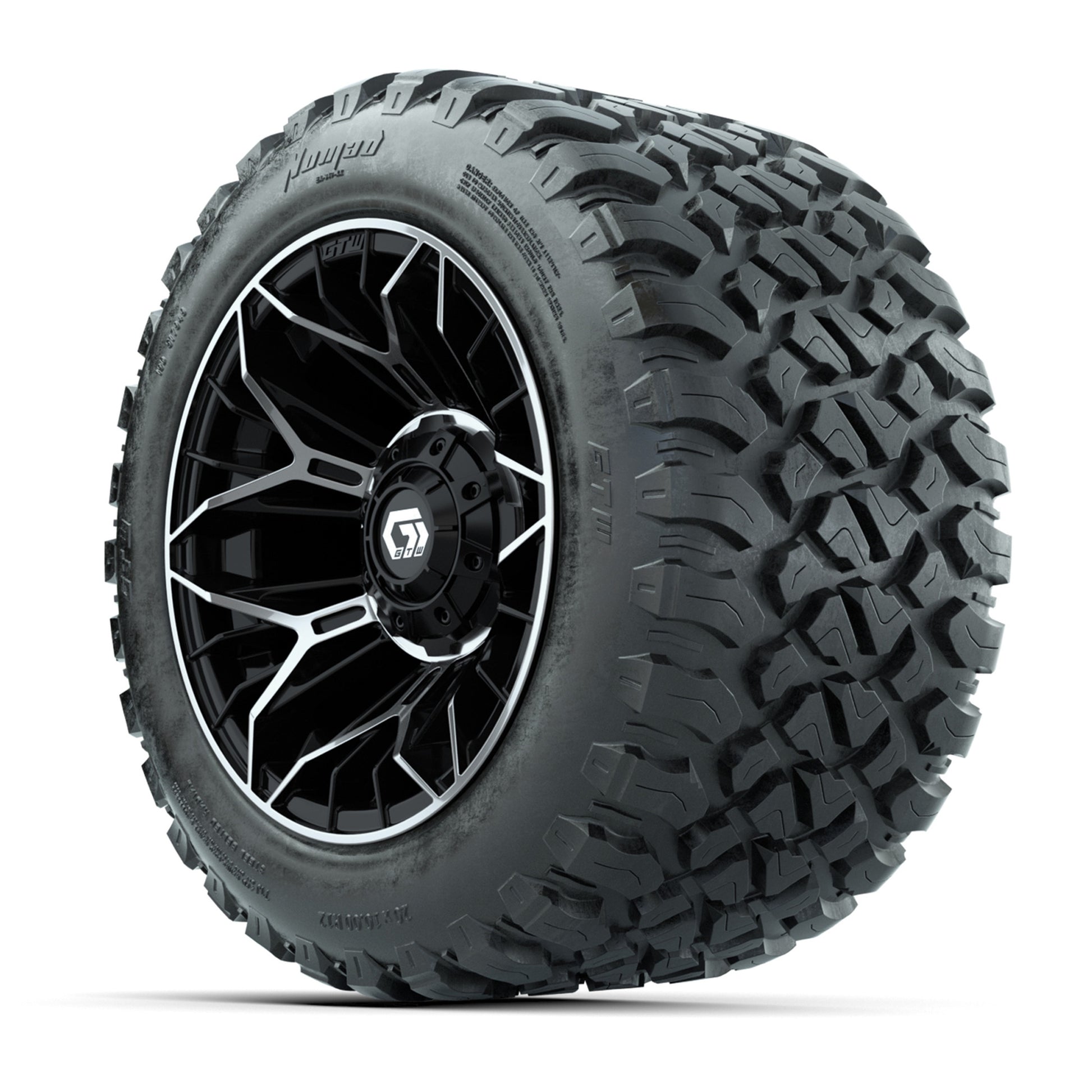 GTW® Stellar Black/Machined 12 in Wheels with 20X10-12 Nomad Steel Belt Radial All-Terrain Tires – Full Set