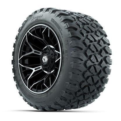 GTW® Stellar Black/Machined 12 in Wheels with 20X10-12 Nomad Steel Belt Radial All-Terrain Tires – Full Set