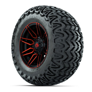 GTW® Stealth Red/Machined 12 in Wheels with 23X10.5-12 Predator All-Terrain Tires – Full Set