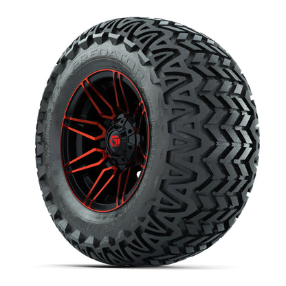 GTW® Stealth Red/Machined 12 in Wheels with 23X10.5-12 Predator All-Terrain Tires – Full Set