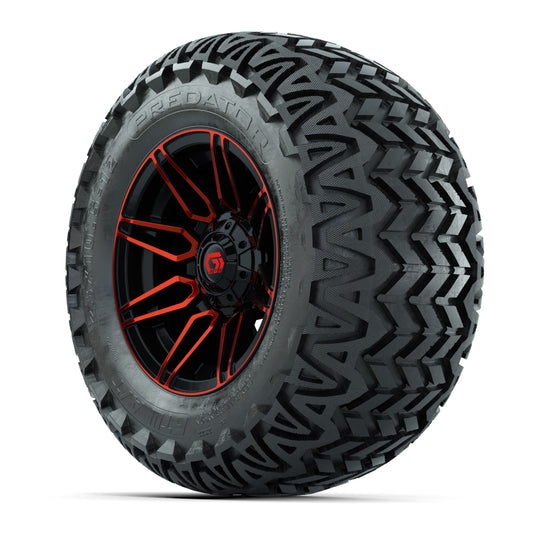 GTW® Stealth Red/Machined 12 in Wheels with 23X10.5-12 Predator All-Terrain Tires – Full Set