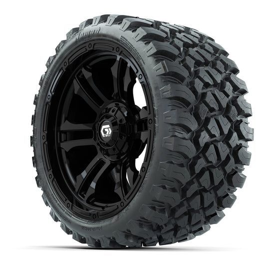 GTW® Shogun Gloss Black 15 in Wheels with 23x10-R15 Nomad St - 3/4 view