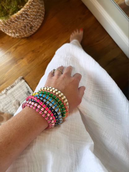 Enamel Stretch Bracelets  - Add Clip Charms