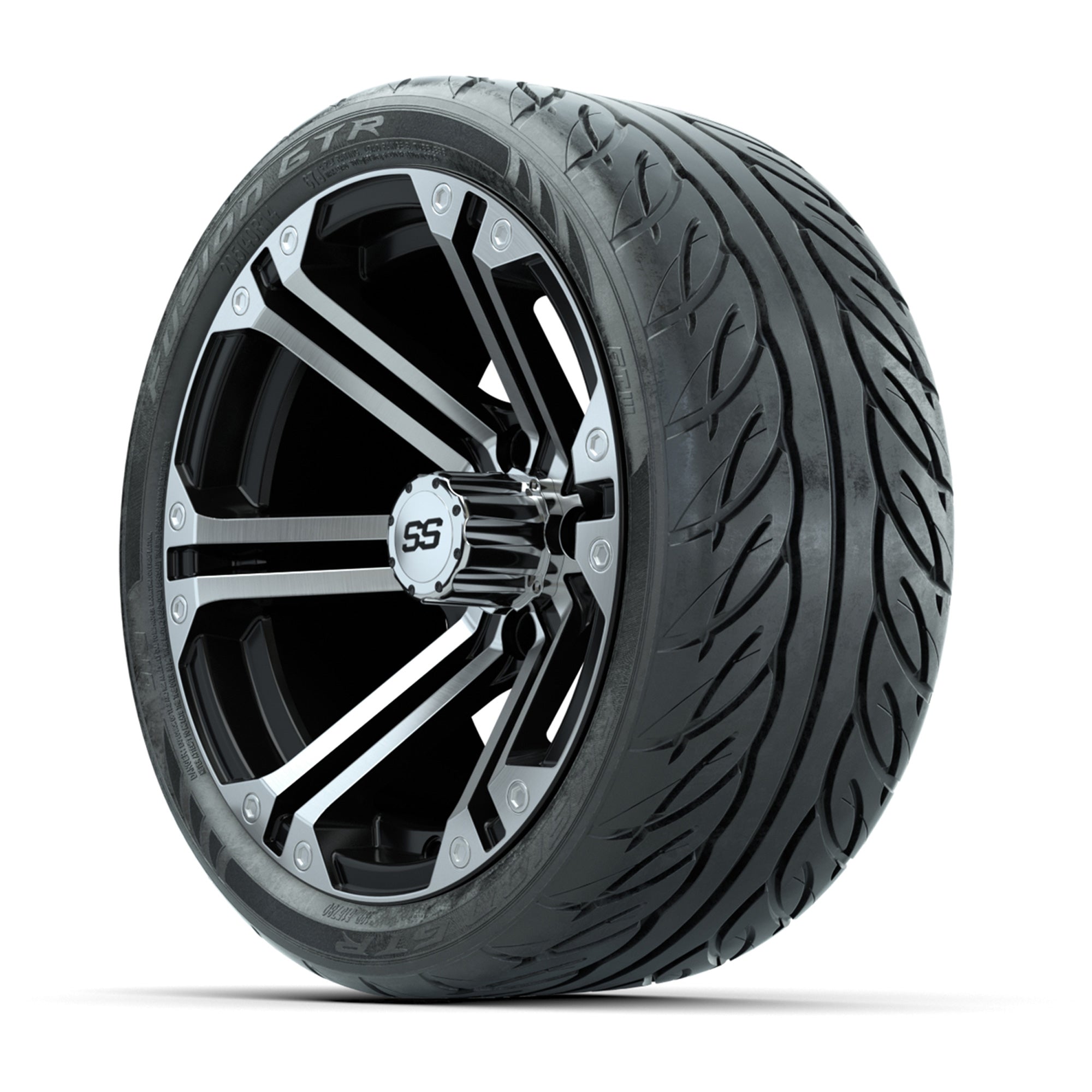 14" GTW Specter Machined/Black Wheels with Fusion GTR S - 3/4 view