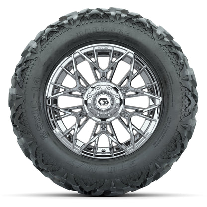 GTW Stellar Chrome 14 in Wheels with 25x10-14 Barrage Mud Ti - front view