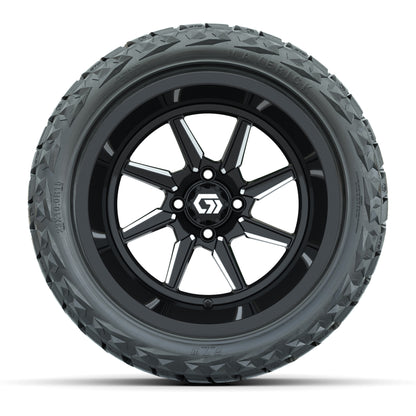 GTW Reaper Black/Machined 15 in Wheels with 23X10-R15 Maverick Steel Belted Radial All-Terrain Tires – Full Set