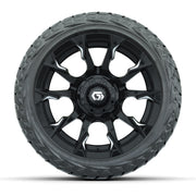 GTW Diablo Gloss Black/Machined 14 in Wheels with 23x10.00-R - front view